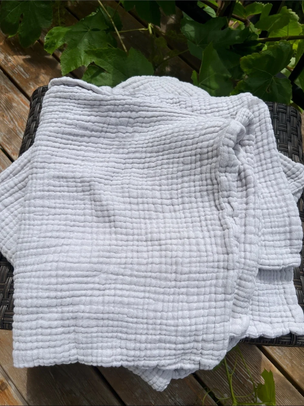 West Elm Light Gray Cotton Organic Muslin Throw Blanket